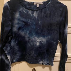 Gaze medium cropped long sleeve, blue tie dye